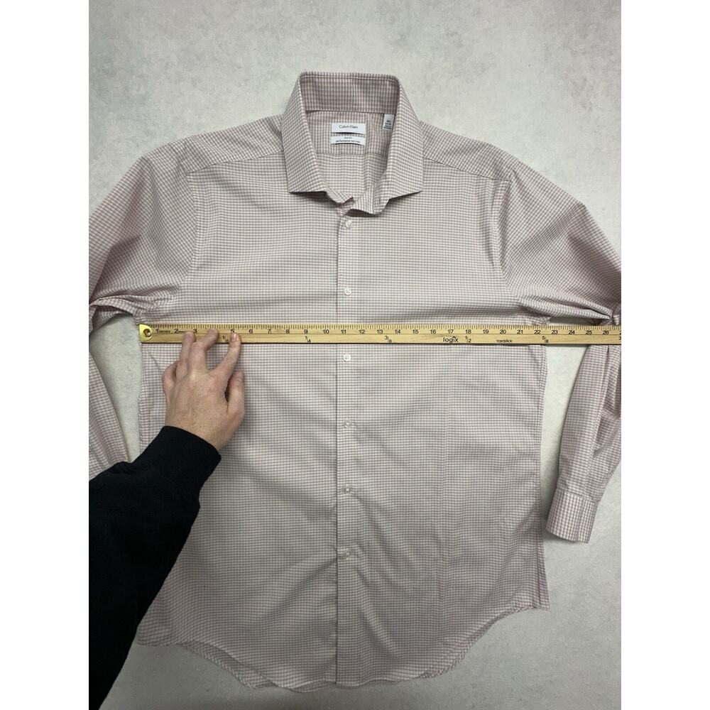 Calvin Klein Shirt Mens Slim Fit Performance No Iron Long Sleeve 16.5 34 35 - Picture 5 of 9